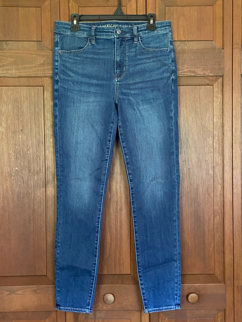 American Eagle Outfitters Women's Straight Leg Jeans in Blue Denim